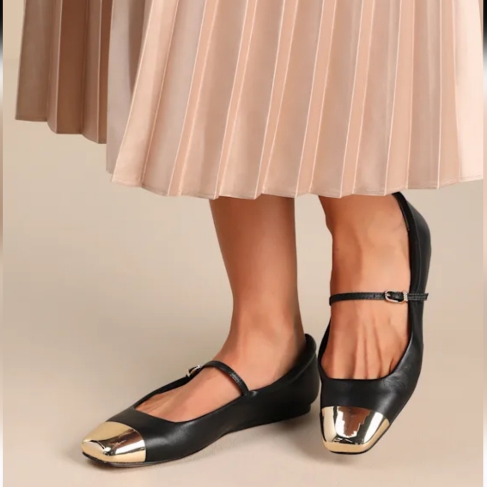 Dolce Vita Reyes Cap Toe Black Mary Jane Ballet Flats Size 8